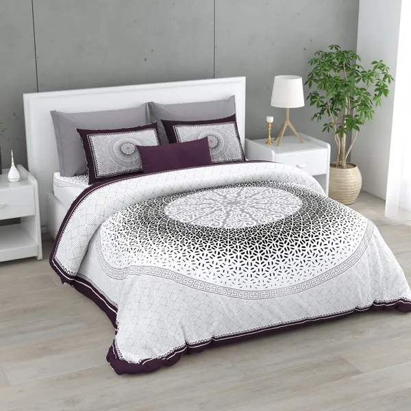 Purple_Cotton_Majestic_Mandala_Luxe_Double_Bedsheet_With_Pillow_Cover_100_X_108_Cm